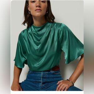 NWT Nation LTD Karine Cowl Blouse Top Spruce Green Sz S SOLD OUT
